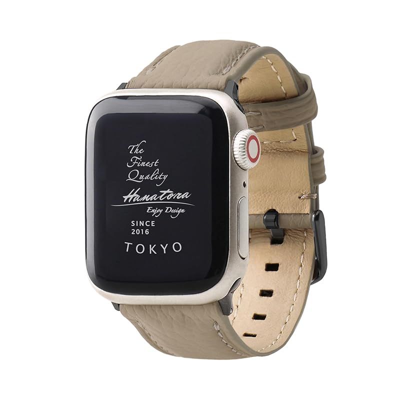 HANATORA アップルウォッチ用バンド AppleWatch互換性 バンド コンパチブル 49mm 45mm 44mm 42mm 本革 シュリンクレザー メンズ レディース グレージュ ブラック AWBGZ01-L-Grege-BK プレゼント人気 ギフト