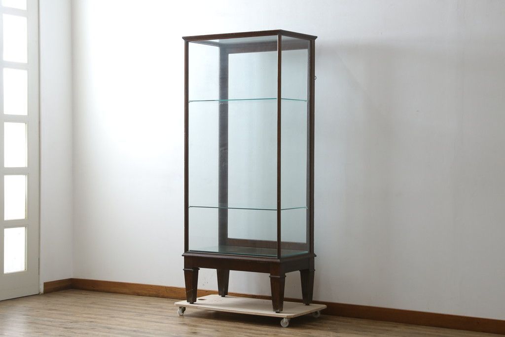 事前問合せ必須 Dudleyu0026Co.Ltd. 縦型ガラスケース イギリスアンティーク HOLLOWAY.LONDON. N.7. マホガニー材 ショーケース Gケース コレクションケース 店舗什器 英国 リペア+発送まで3週間前後 R-07