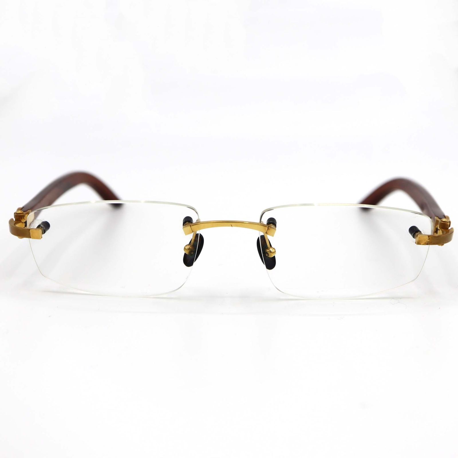 Cartier カルティエ 眼鏡 メガネ 18 140 b ウッドテンプル ブラウン×ゴールド 度あり ケース有 H 18412