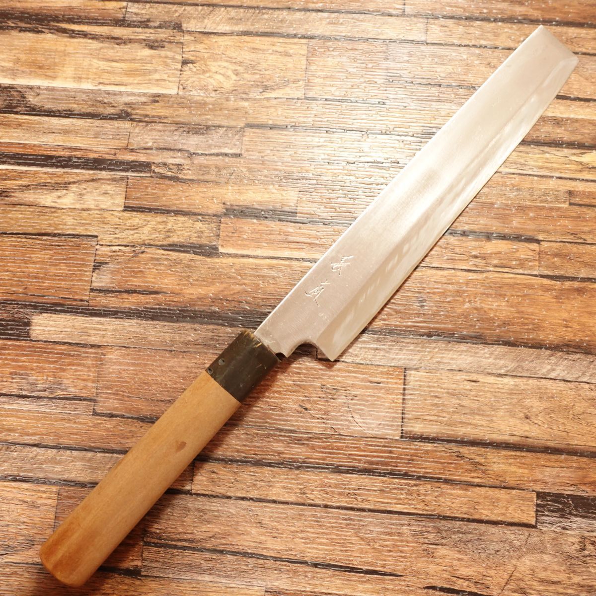 長直 薄刃包丁 研ぎ済 水牛柄 片刃 菜切り 大型