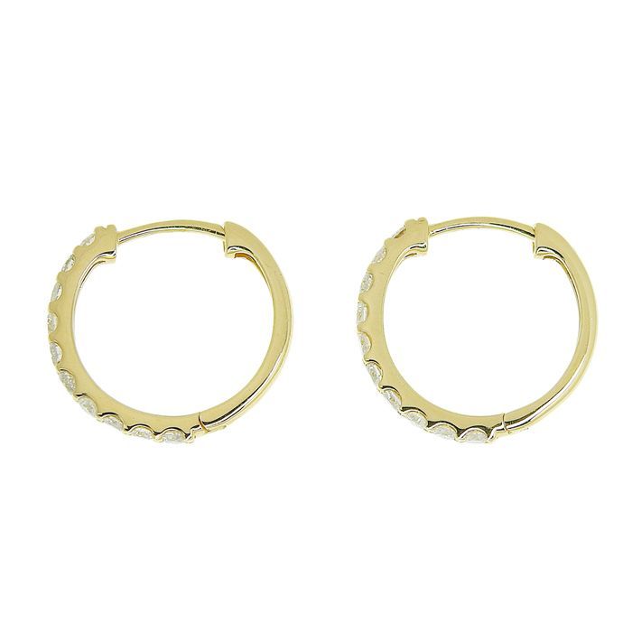 ダイヤ ダイヤモンド 0.25ct/0.25ct フープ ピアス K18YG