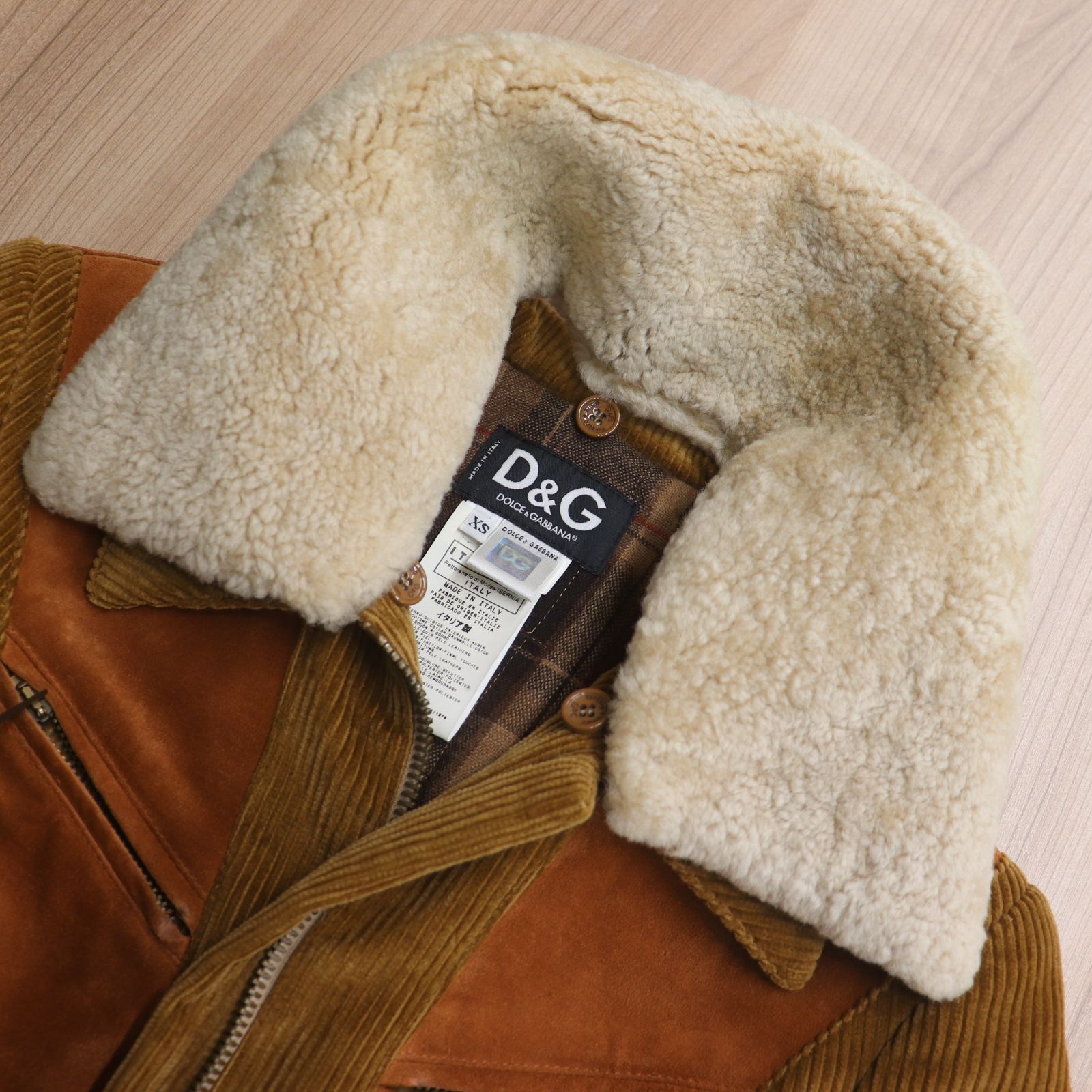 【美品】ドルチェアンドガッバーナ　ボアジャケット　コーデュロイ　ベージュ　M アンドドルチェ&ガッバーナ ドルガバ & DOLCE&GABBANA ボアジャケット