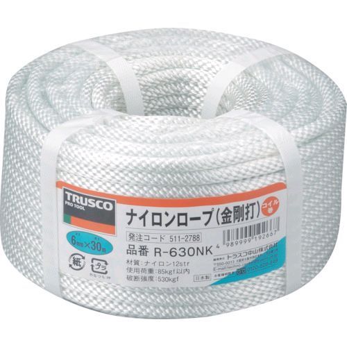 【新品・3営業日以内発送】トラスコ中山 TRUSCO R-630NK ナイロンロープ 金剛打 線径６ｍｍＸ長さ３０ｍ R630N R630NK ナイロンロープ【沖縄離島販売不可】