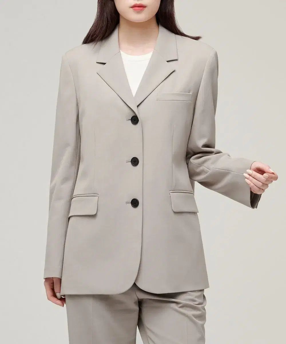 ムタンダッド ライト ベージュ セットアップ オーバーサイズ 3 ボタン ブレザー ベーシック スカート