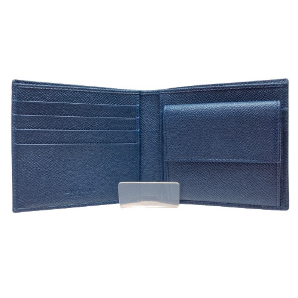 ◎◎BVLGARI ブルガリ・ブルガリ マン 2つ折り財布 39324 ブルー x