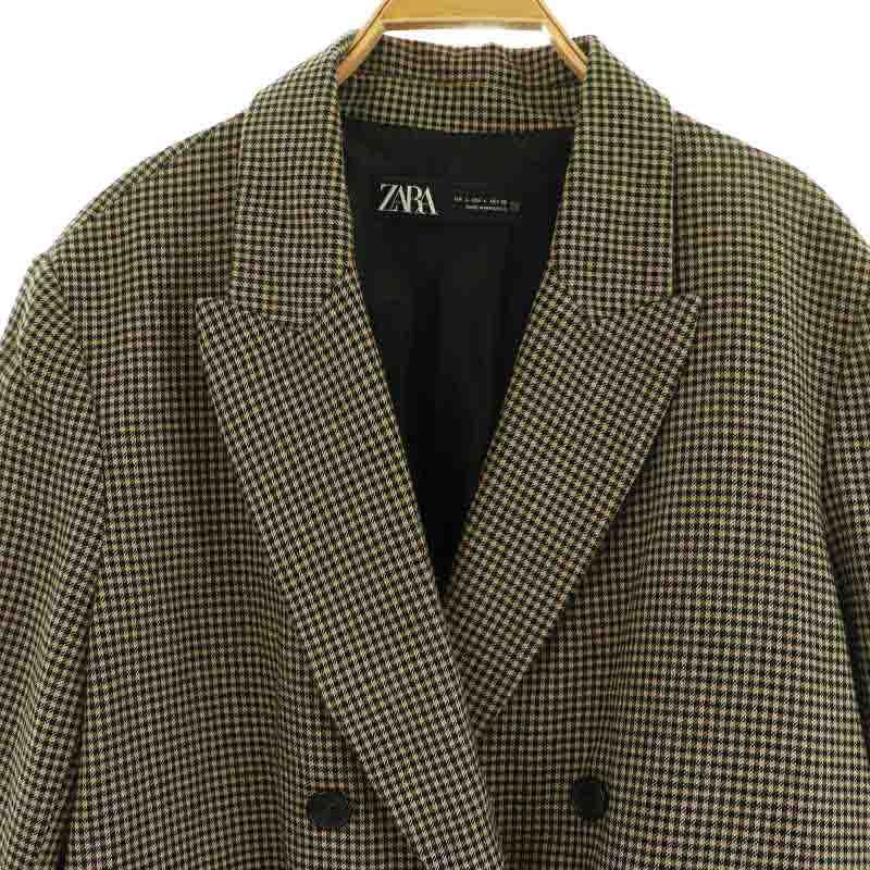 ザラ ZARA チェック ダブルブレストテーラードジャケット 総裏地