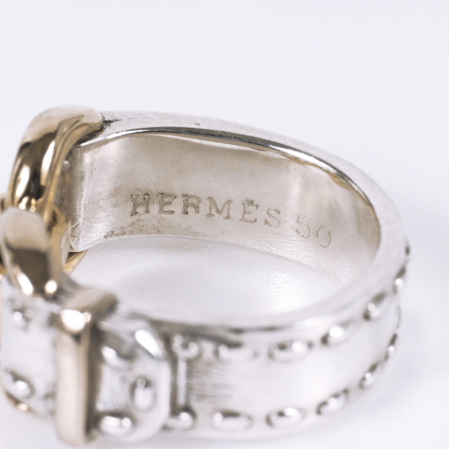 HERMES　サンチュール　コンビ　リング　 シルバー925 ゴールド 50 HERMES - エルメス リング サンチュール ベルト 50号 シルバー