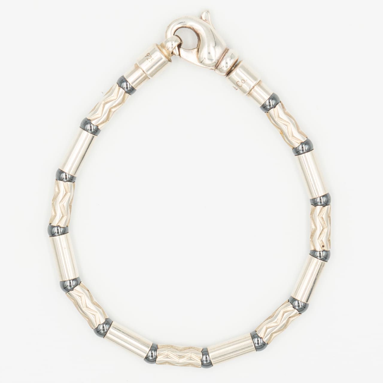 ティファニー エッチド ブレスレット アズテック ジグザグ ヘマタイト 18.8cm 2002年頃 Tiffany