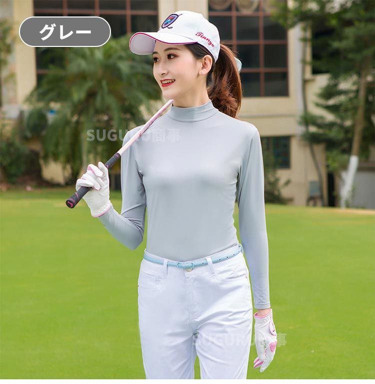 UVカット インナーシャツ ゴルフウェア レディース 長袖