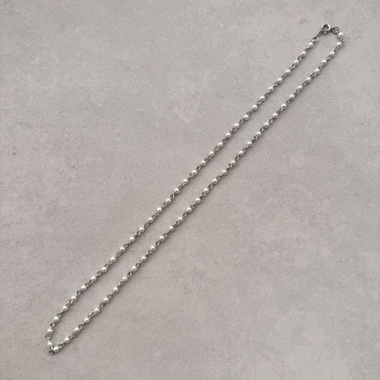 60センチ 3mm ホワイト パールチェーンネックレス シルバーチェーン 