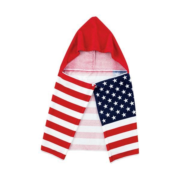 まとめ 丸眞フード付きタオル チアーアメリカ プリント マイクロファイバー 1枚 ×5セット