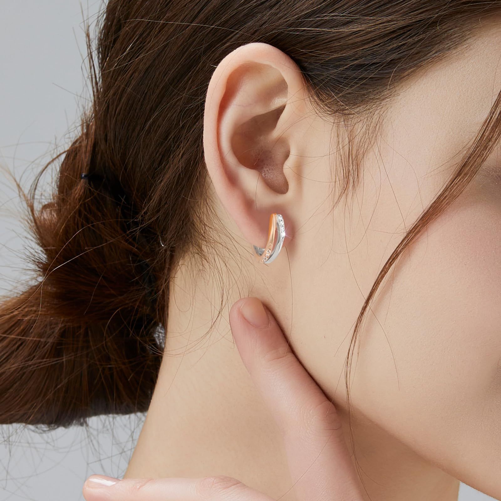 4x23mm 両耳 ハンドメイド 925 フープピアス(701サイズ)（925
