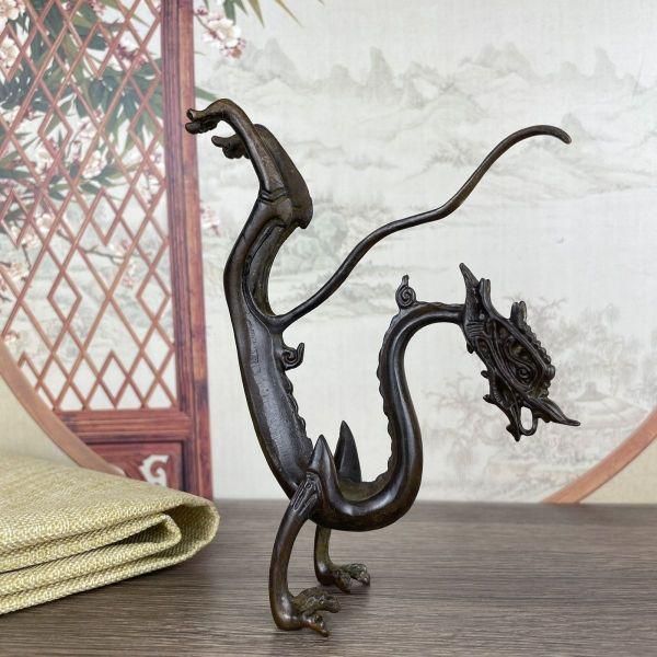 神竜 銅器 文房具 茶道具 重厚 極細工 工芸品 美術品 茶寵の置物