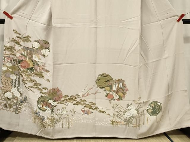 C320正絹　鈴乃屋　袷　訪問着　宝尽くし　金駒刺繍　金彩　極美品　着物 未使用 京友禅 金駒刺繍 雪輪 花柄 金彩 訪問着 正絹 ピンク