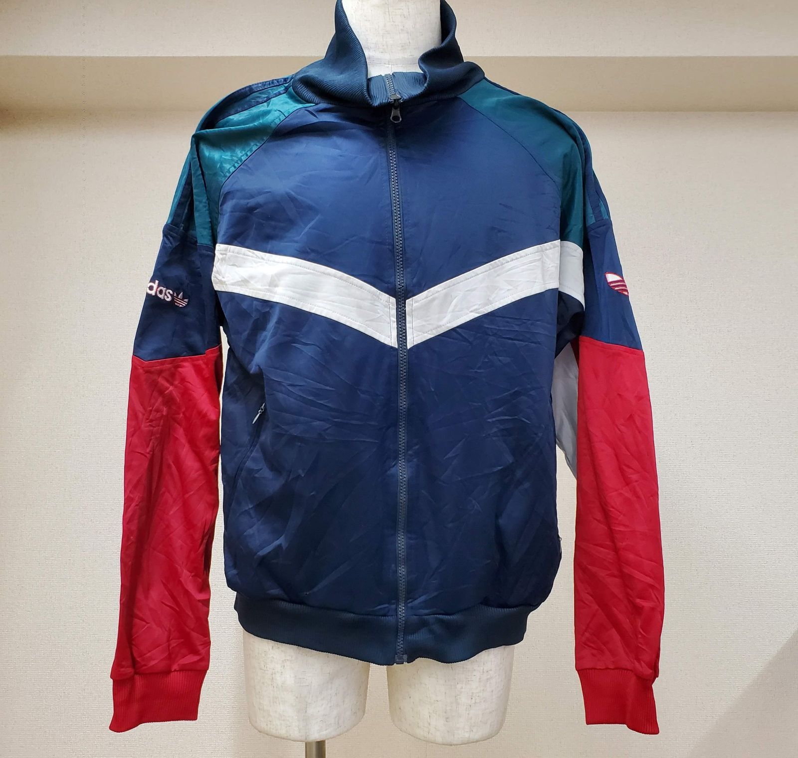 80s adidas アディダス トラックジャケット バイカラー 赤×紺 fg0806 
