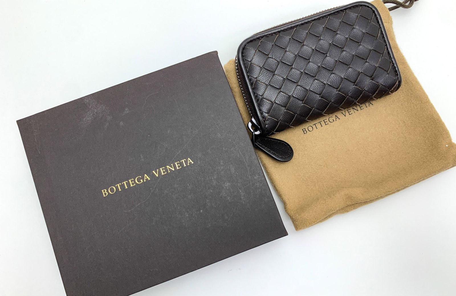 BOTTEGA VENETA ボッテガヴェネタ ブラウン系 こげ茶 イントレチャート ファスナー付コインパース コインケース 小銭入れ サイフ 財布