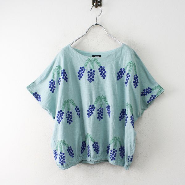 marble SUD マーブルシュッド EMB ミモザ 刺繍 ブラウス/サックスブルー【2400013004329】 marble SUD マーブルシュッド EMB ミモザ 刺繍 ブラウス/サックス