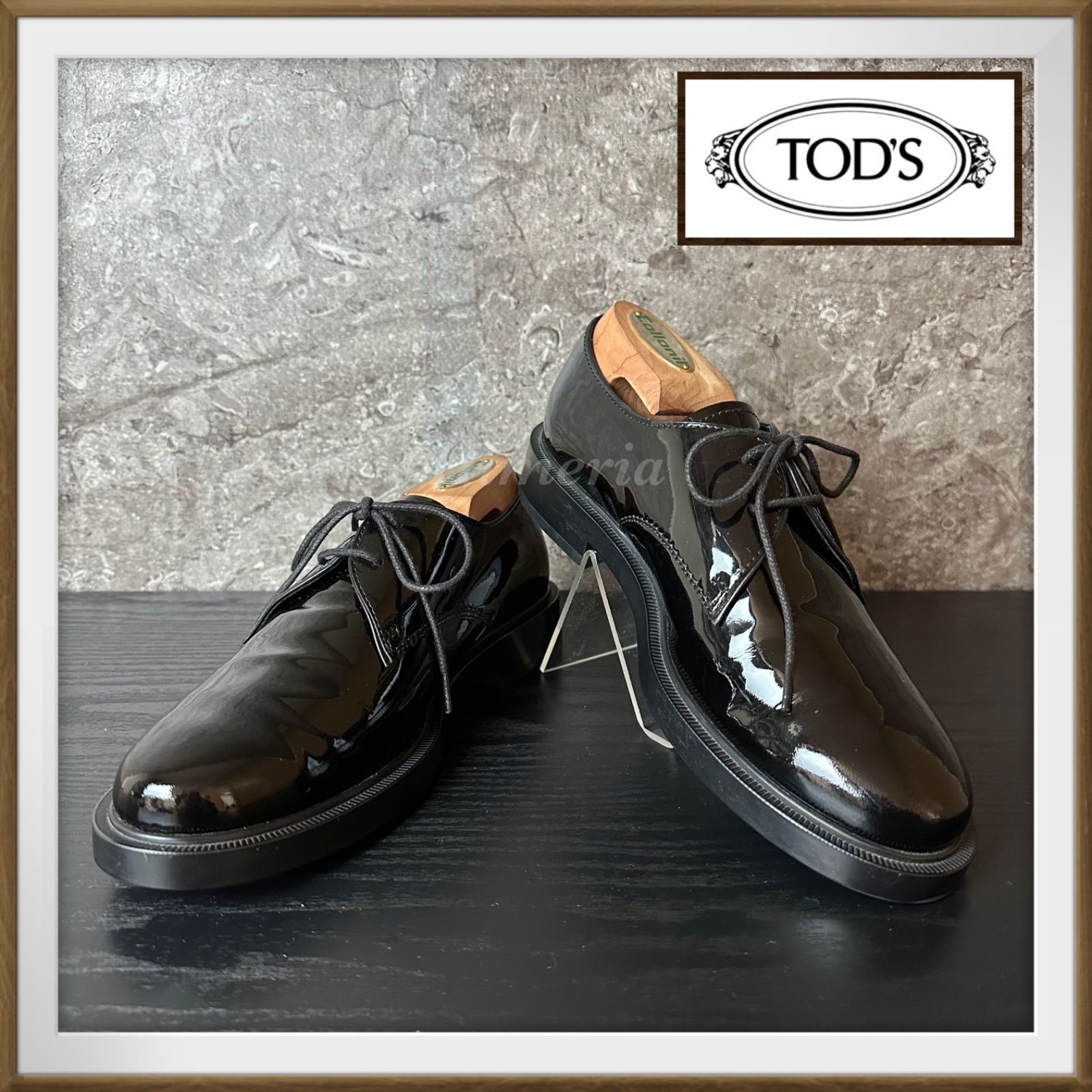 未使用級】TOD'S トッズ パテントレザー エナメル レースアップ