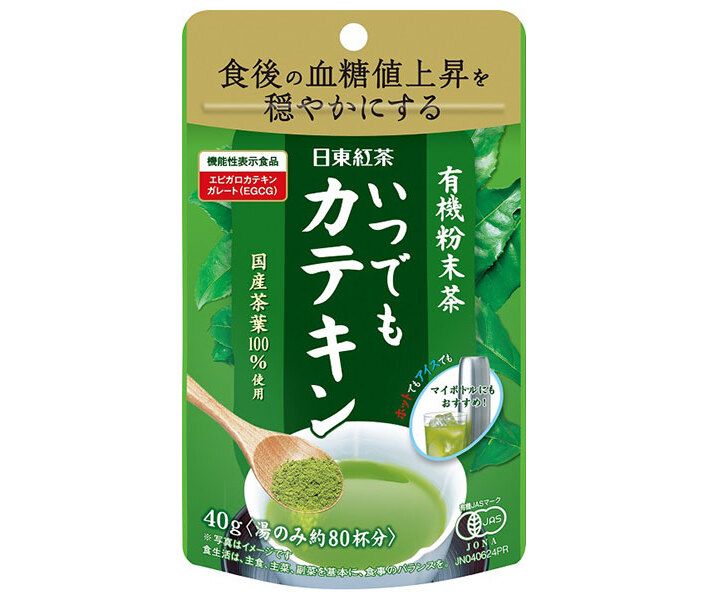三井農林 日東紅茶 有機粉末茶 いつでもカテキン 40g×24袋入｜ 茶飲料 粉末 インスタント カテキン 国産茶葉