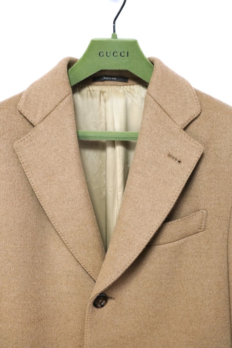 極美品 現行タグ GUCCI カシミヤ混 チェスターコート キャメル 1枚仕立 極美品 現行タグ GUCCI カシミヤ混 チェスターコート キャメル 1