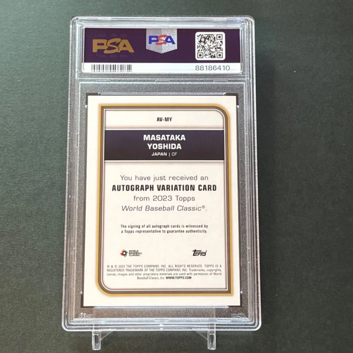 PSA9】PSA専用袋入!吉田正尚直筆サインカード 2023 Topps World 