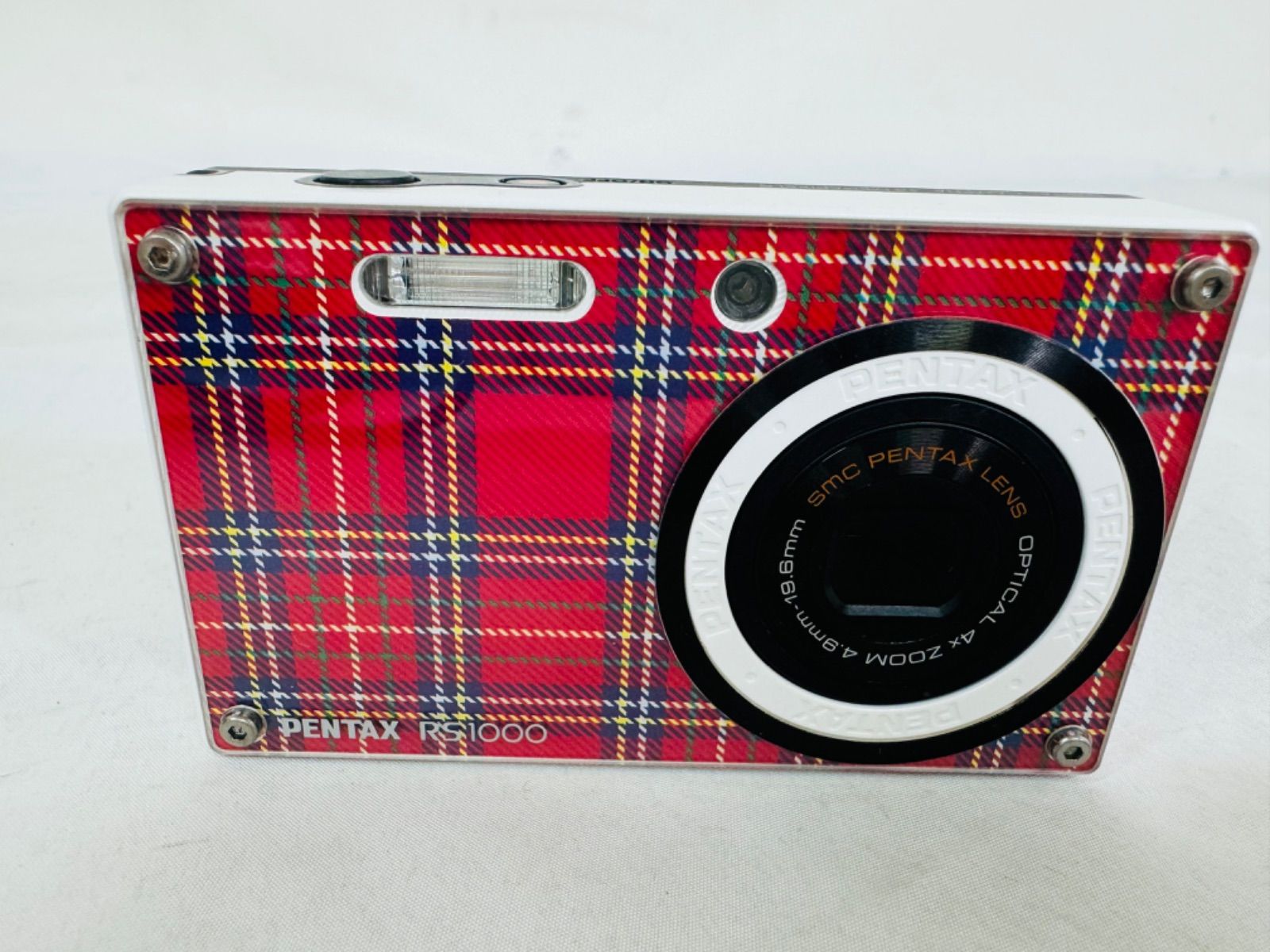 ジャンク品 PENTAX optio RS1000 赤 チェック柄 ZOOM×4 MEGAPIXELS14