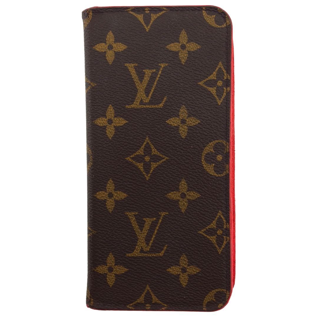 ルイ ヴィトン LOUIS VUITTON iPhoneケース モノグラム ブラウン×ベージュ×レッド レディース
