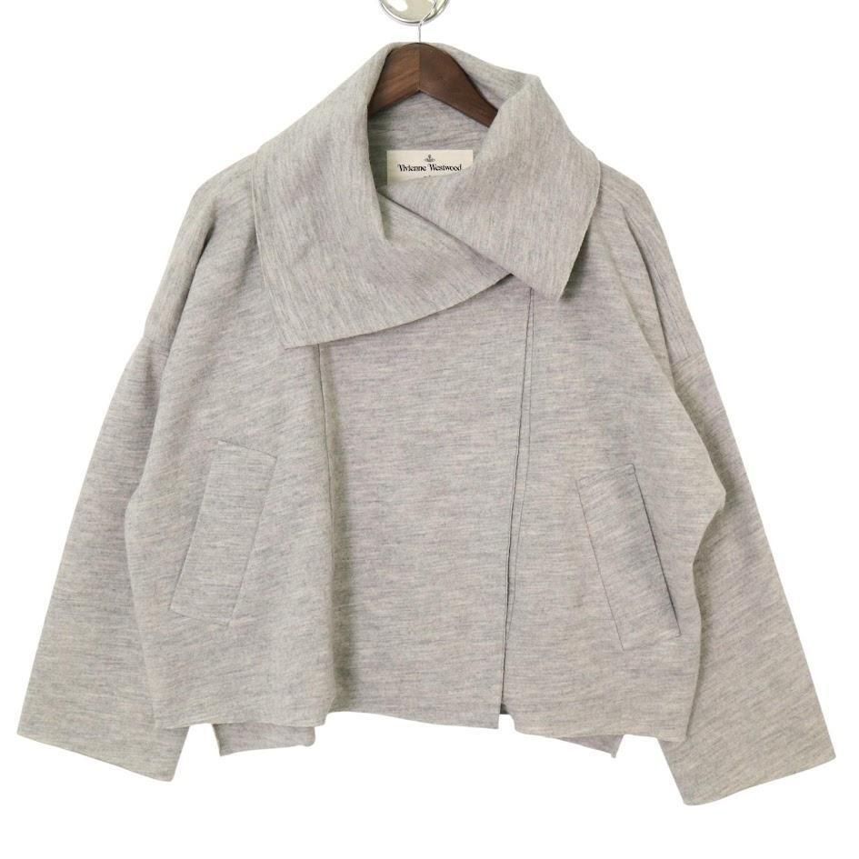 Vivienne Westwood Anglomania ヴィヴィアンウエストウッド アングロマニア ジャケット コート 変形ビッグカラー 女優襟 ウール グレー M