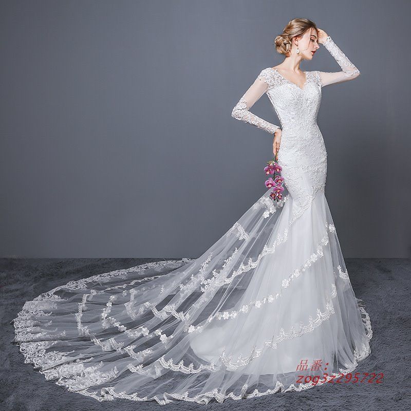ウェディングドレス ウエディングドレス 二次会 結婚式 前撮り ブライダル マーメイドラインドレス ロングドレス 花嫁 マーメードドレス zog3z295722