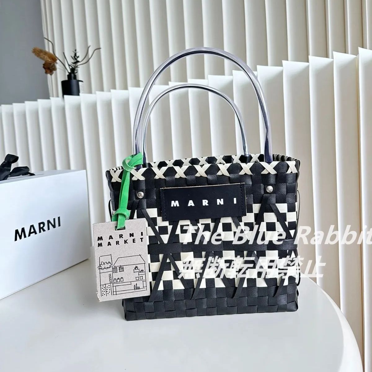 【新品】MARNI MARKET マルニ マーケット トートバッグ バスケット 黒白チェック