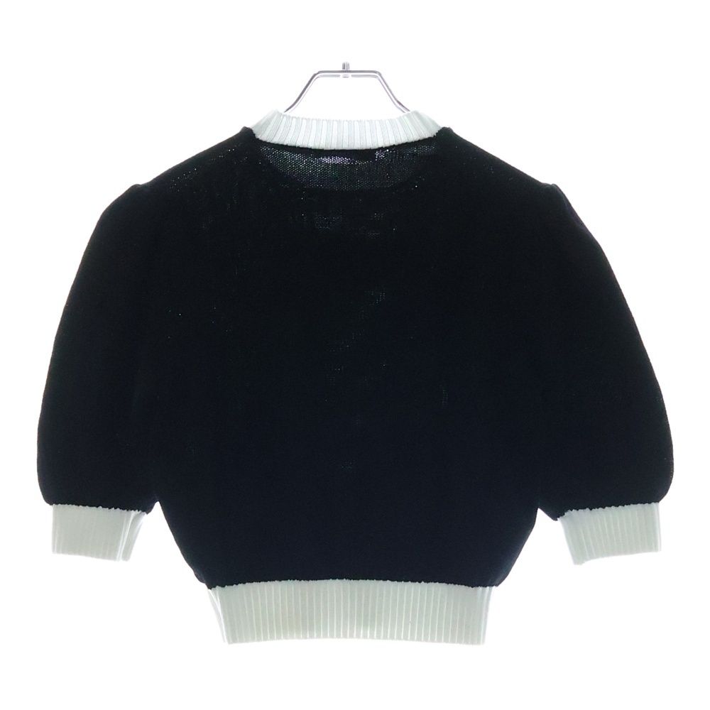 PRADA プラダ ロゴ刺繍 クルーネックセーター ニット ブラック×ホワイト レディース P24I1R S212 1Z05 PRADA (プラダ) ロゴ刺繍 クルーネックセーター ニット ブラック