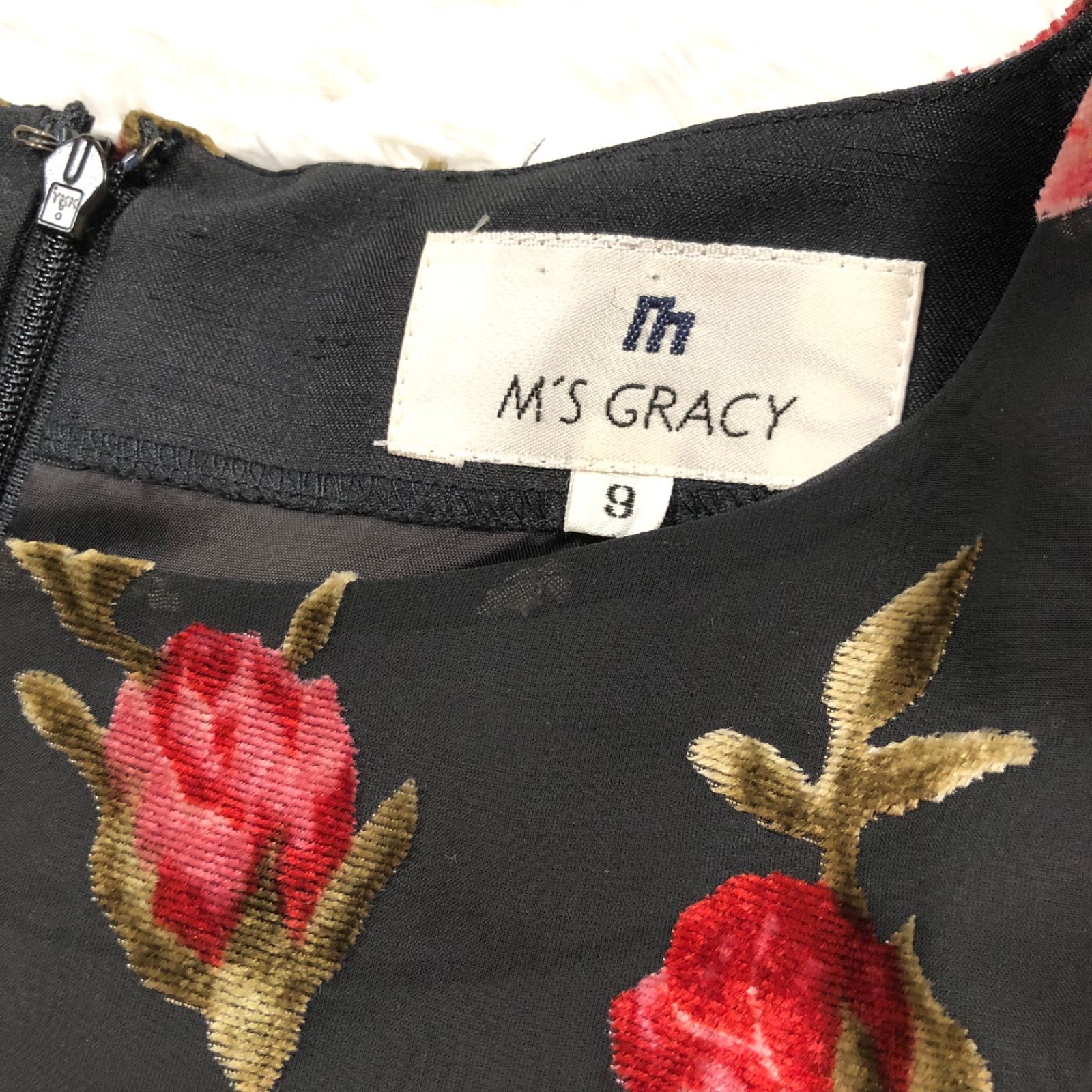 M'S GRACY エムズグレイシー 花柄 薔薇 ワンピース　9号 M