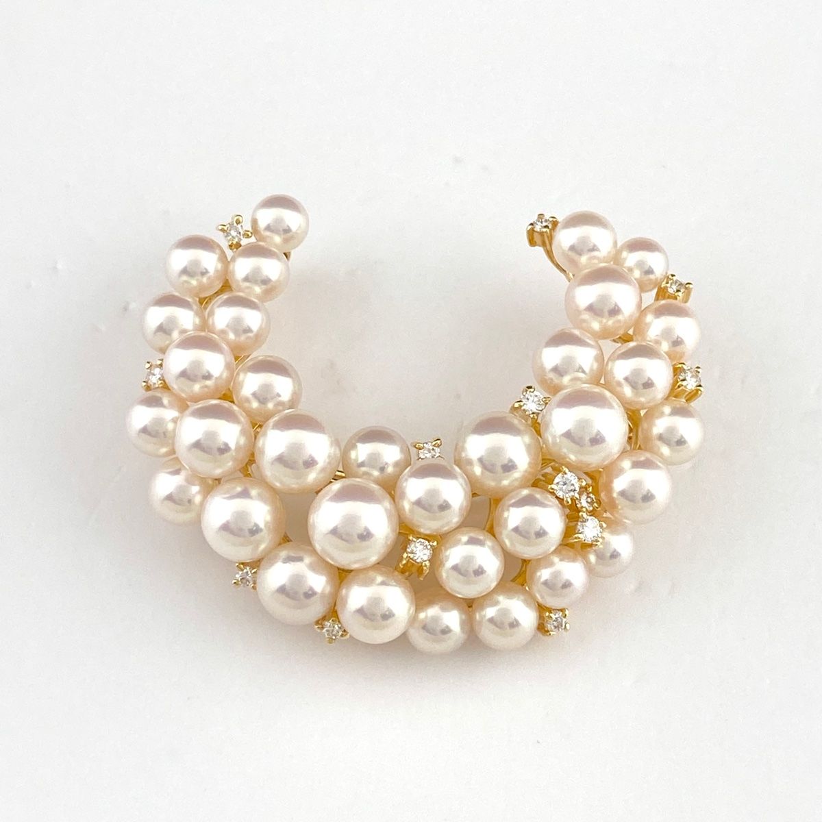 タサキ TASAKI パール デザインブローチ YG イエローゴールド  