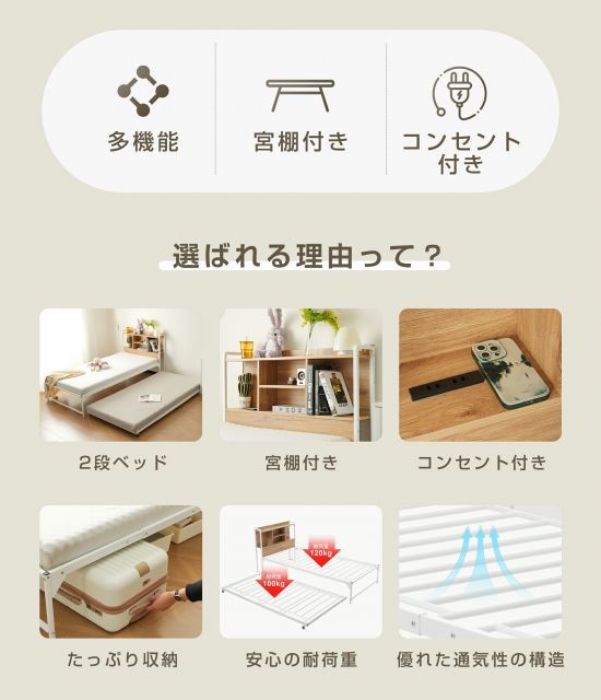 パイプベッド コンセント付き