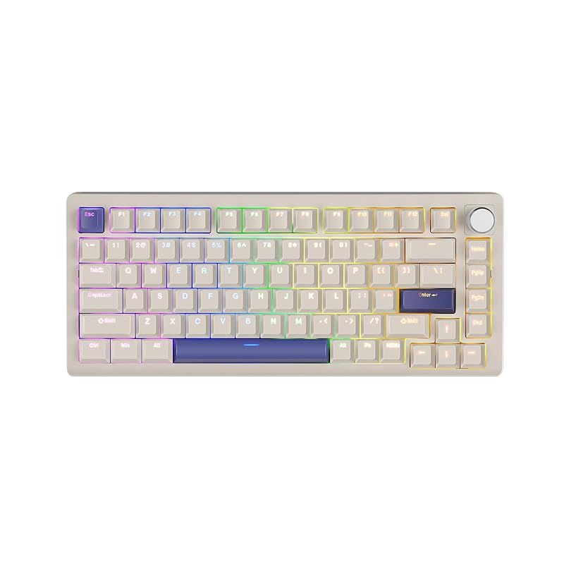 DrunkDeer A75 ラピッドトリガー メカニカルキーボード 82キー 磁気スイッチ RGB ゲーム用 ノブ付き ゴースト防止 コンパクト グレー