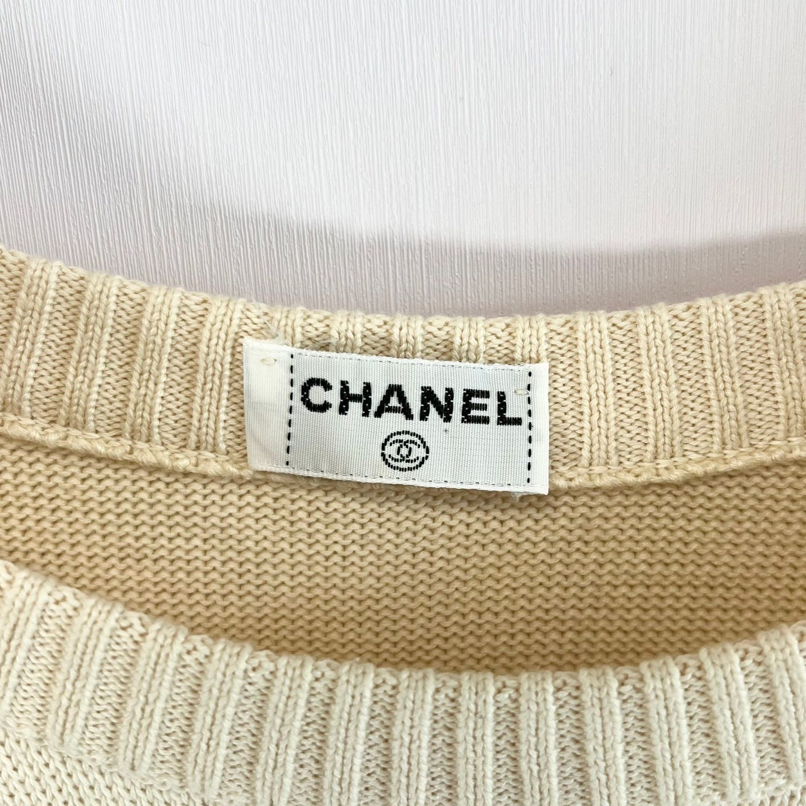 CHANEL シャネル セーター ワイドネック ココマーク アイボリー