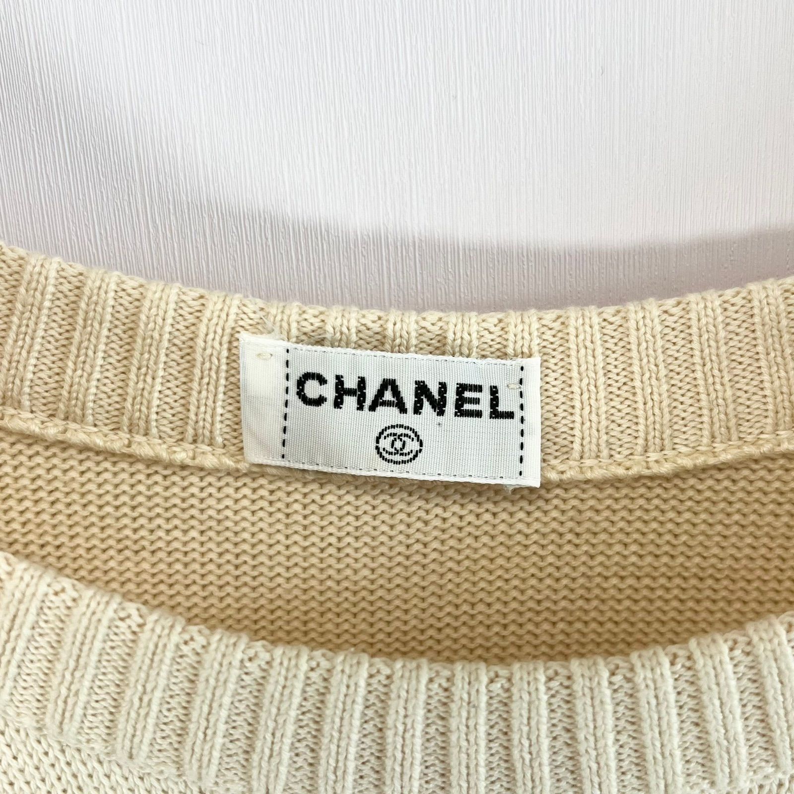 CHANEL シャネル セーター ワイドネック ココマーク アイボリー - メルカリ