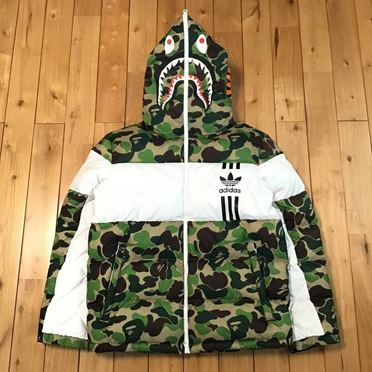 あき　BAPE シャーク　スリーブHoodei BAPE adidas SHARK HOODIE シャーク スウェット パーカー あき BAPE