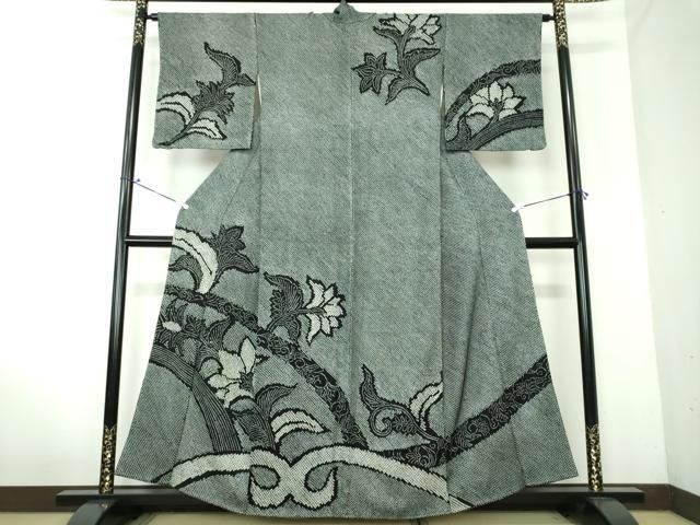 平和屋着物●訪問着　総絞り　更紗花文　黒地　正絹　逸品　DAAV6640ps 平和屋着物○訪問着 総絞り 更紗花文 黒地 正絹 逸品 DAAV6640ps 2025