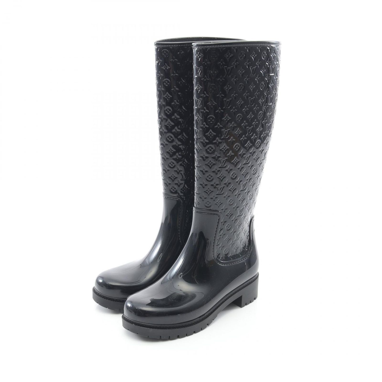 ルイ・ヴィトン LOUIS VUITTON レインシューズ スプラッシュライン ブラック その他 ブーツ レディース Used A