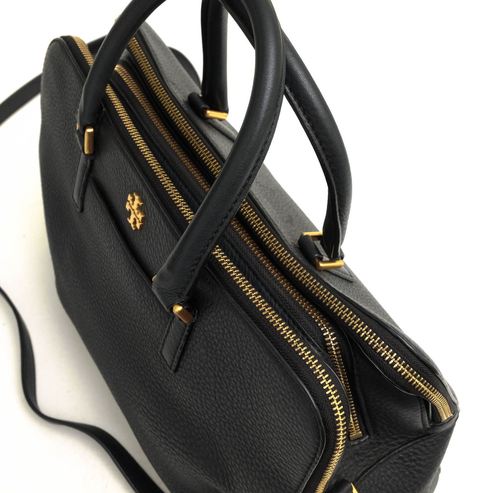 TORY BURCH Georgia Double Zip Pebbled Leather Satchel