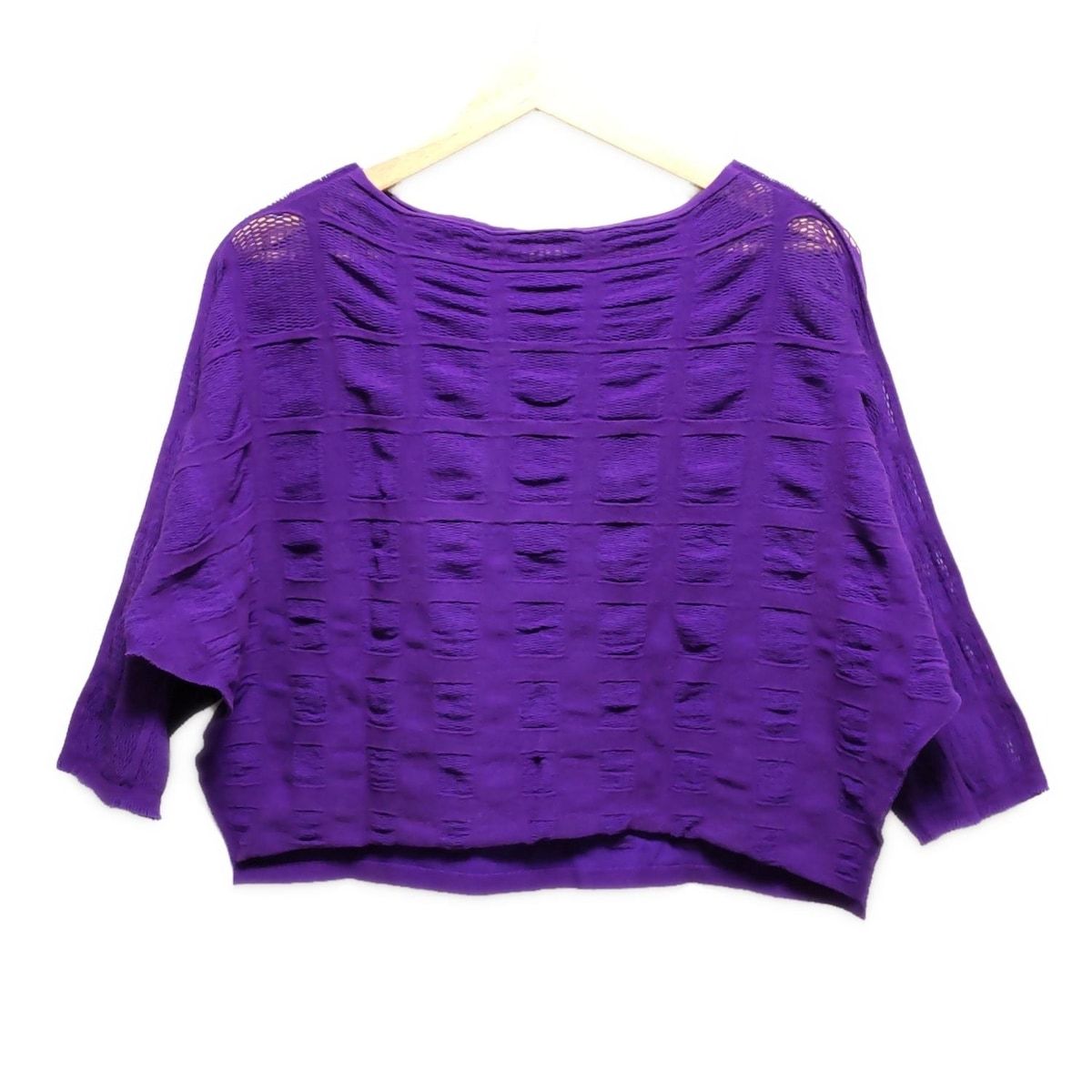 A.POC イッセイミヤケ 七分袖カットソー サイズ2 M レディース - パープル チェック柄