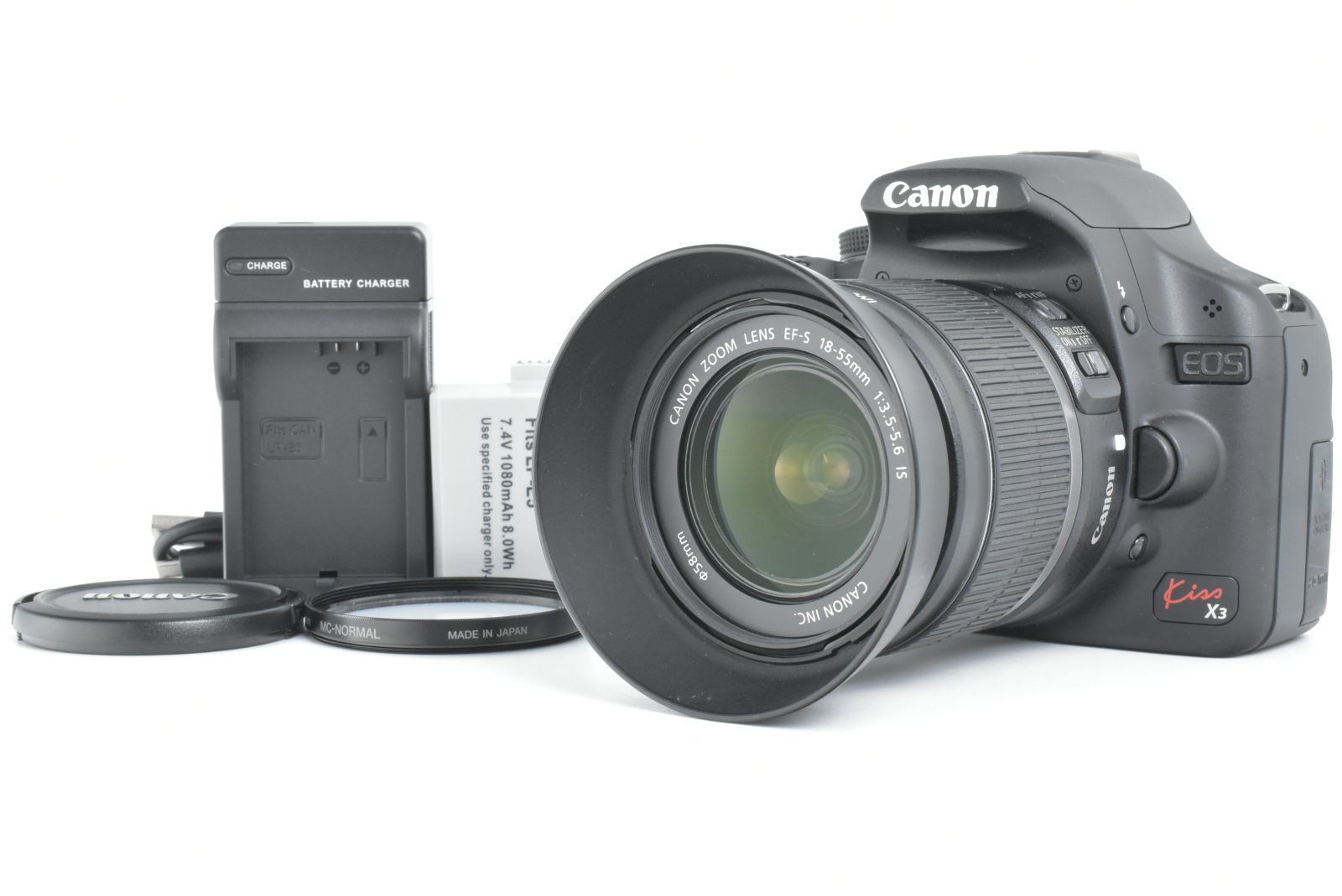 シャッターカウント 1648回 Canon EOS Kiss X3 EF-S 18-55mm f3.5-5.6 IS Lens キャノン デジタル一眼レフカメラ EF-TN-JP1603