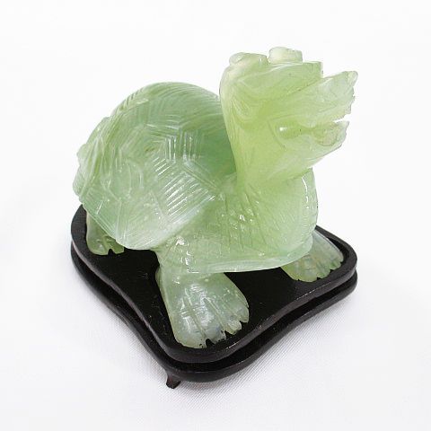 美術品・アンティーク・コレクション 天然石 亀 彫刻 置物 グリーン