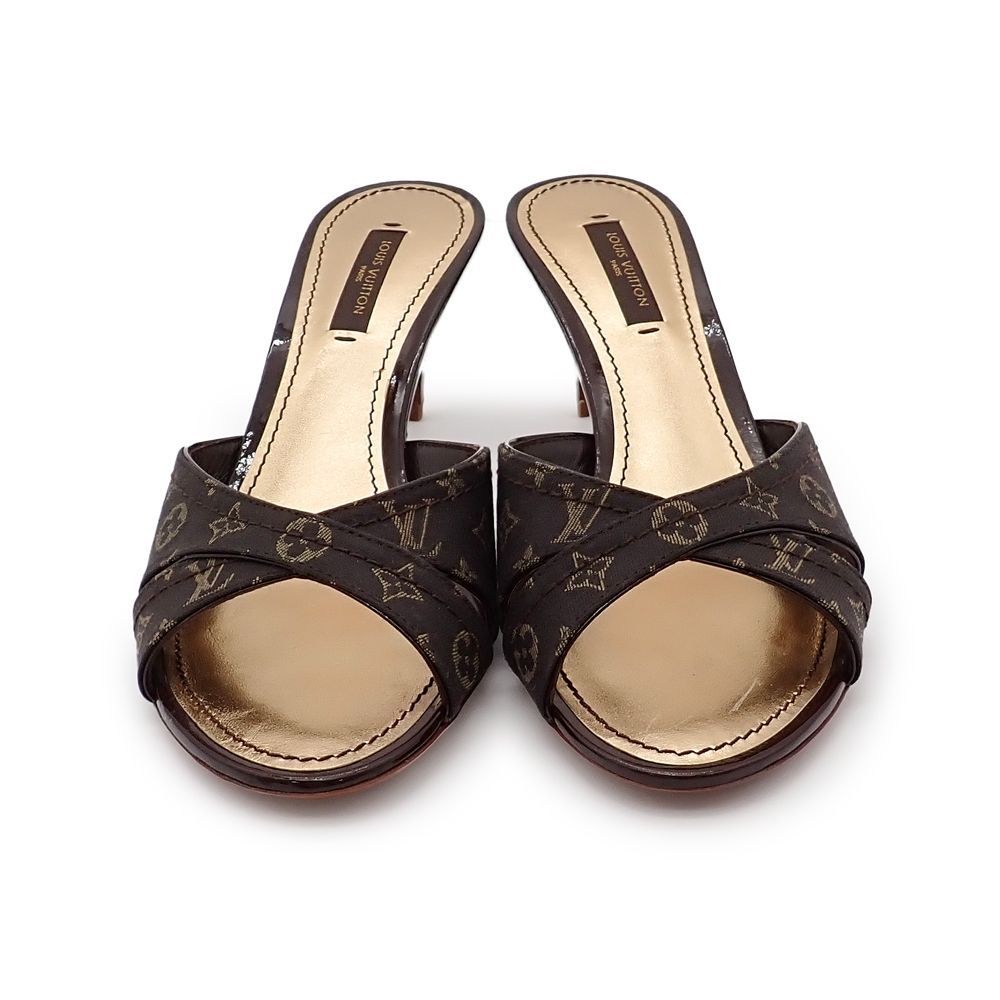 Louis Vuitton ダークブラウン ハイヒールミュール ルイ ヴィトン キスミー ミュール レディース モノグラム