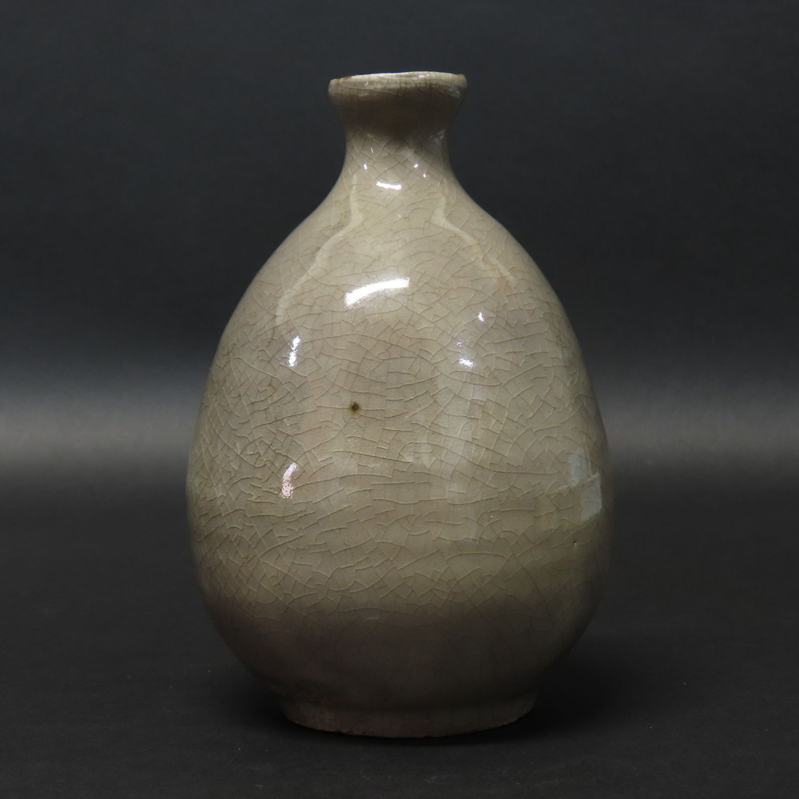 0191 美品 金重素山 鶴山窯 粉引徳利 酒器 真作保証 在銘 共箱