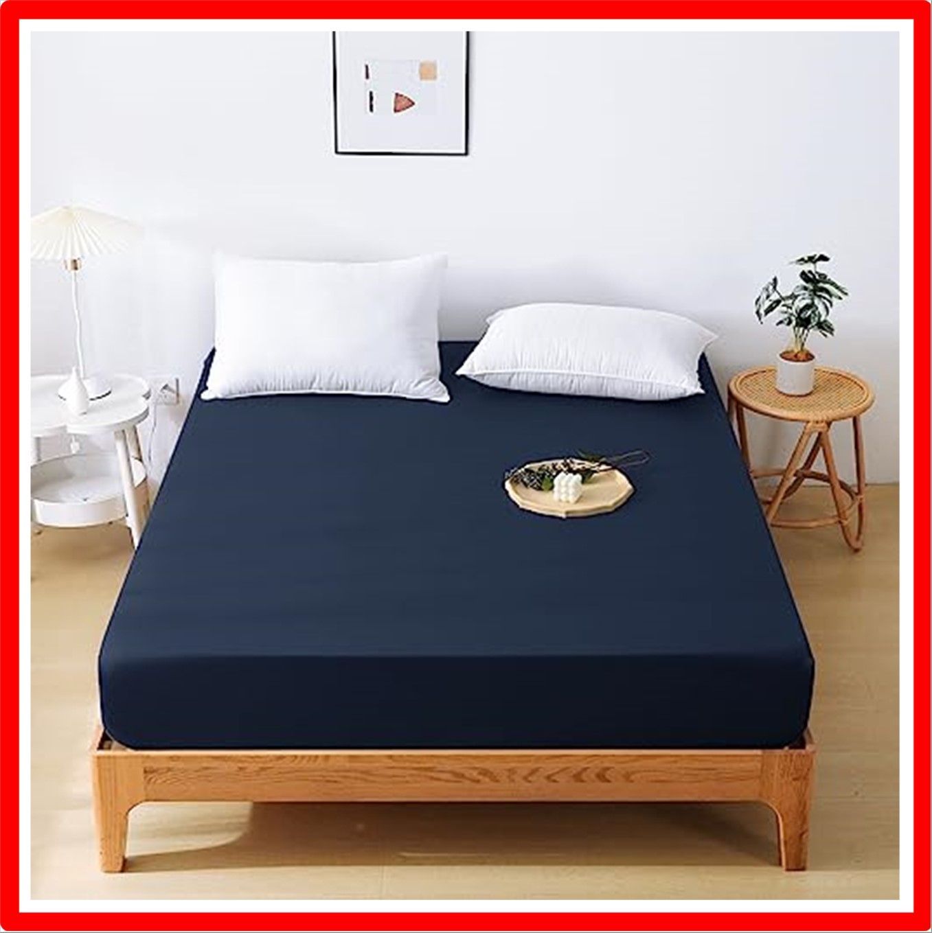 【匿名配送】ネイビー_ダブル・140*200cm HEVUMYI ボックスシーツ 吸水速乾ベッドシーツ 厚さ5~30cmのマットレスに適用 （ダブル，140×2