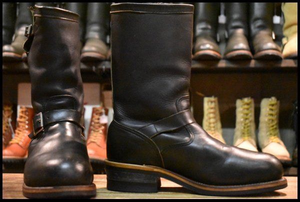7.5 EE PT 91 黒タグ 95年 Chippewa チペワ 27899 エンジニア 黒 スチールトゥ 11インチハイト ビブラムソール ブーツ FI 015