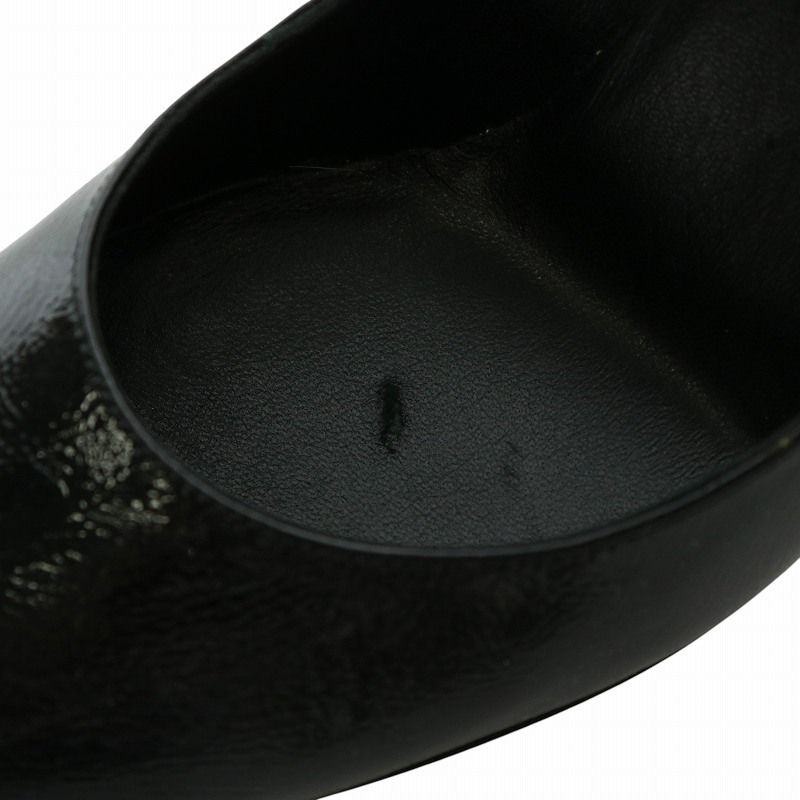 GUCCI エナメルパンプス 黒 35C ロゴヒール インターロッキングG金具 GUCCI エナメルパンプス 黒 35C ロゴヒール インターロッキングG