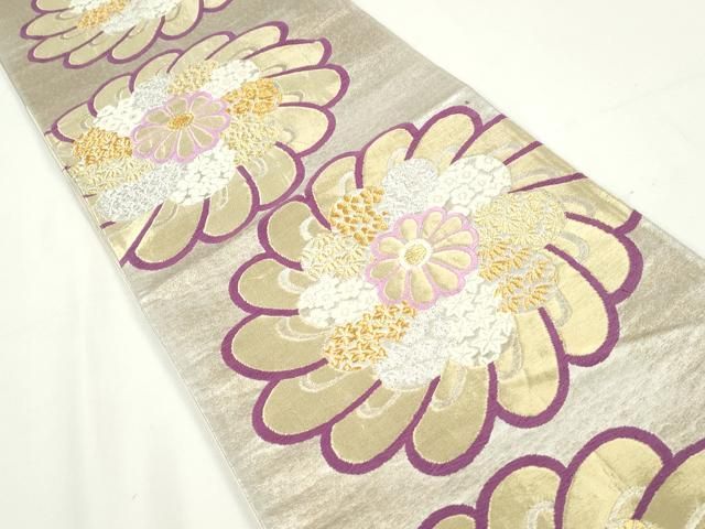 平和屋着物◎六通柄袋帯 唐織 舞花文 金銀糸 正絹 逸品 DAAV0649qa  